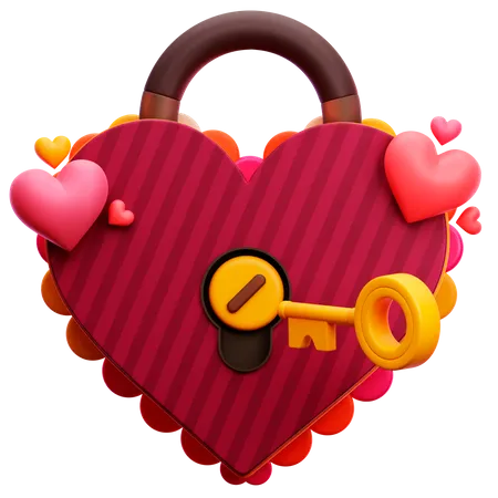 Chave do amor do cadeado  3D Icon