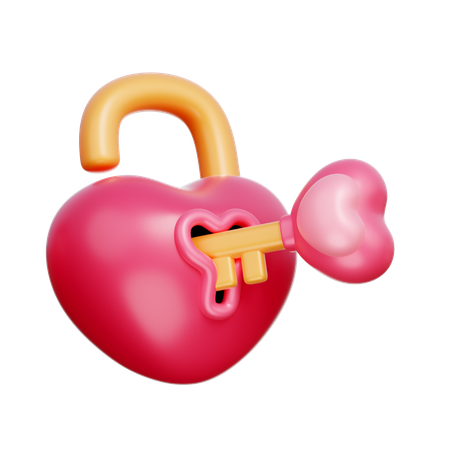 Cadeado de coração  3D Icon