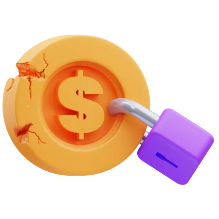 Cadeado de dinheiro  3D Icon