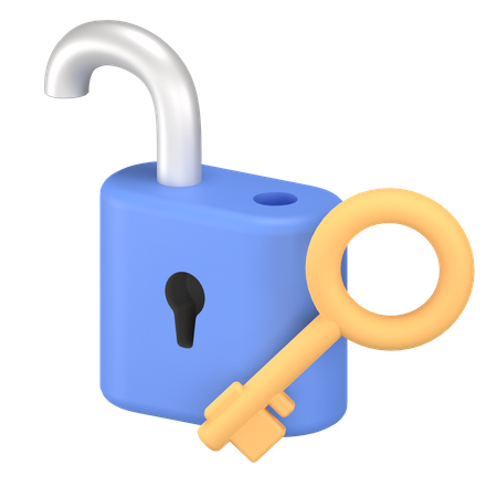 Cadeado e chave  3D Icon