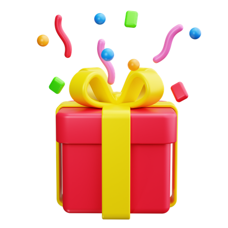 Cadeau avec des confettis  3D Icon