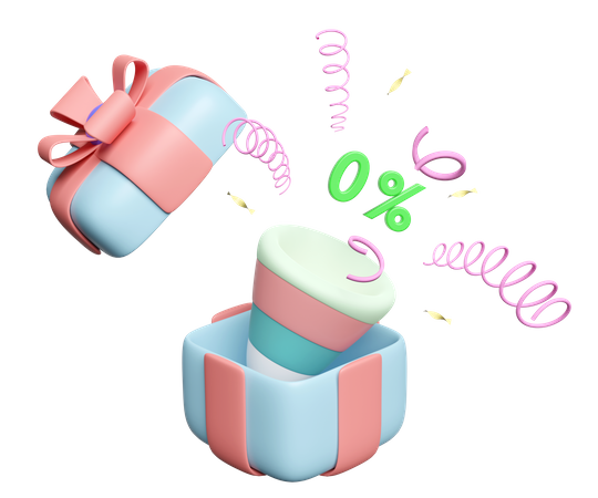 Cadeau avec des confettis  3D Icon