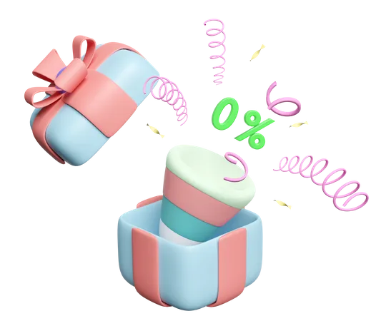 Cadeau avec des confettis  3D Icon