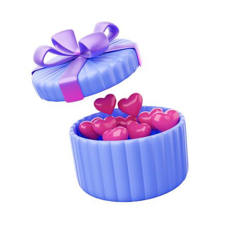 Cadeau avec des coeurs  3D Icon