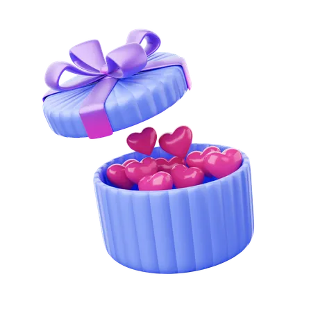 Cadeau avec des coeurs  3D Icon