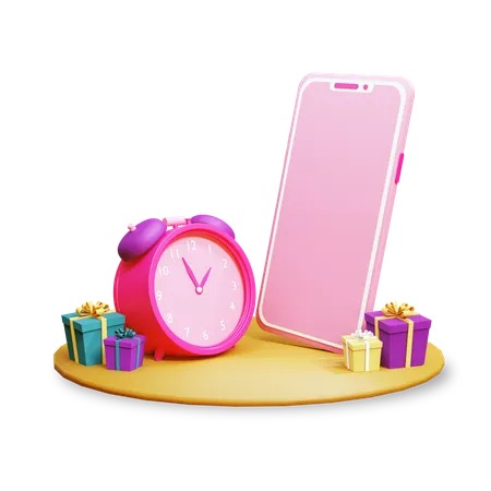 Cadeau avec mobile  3D Illustration