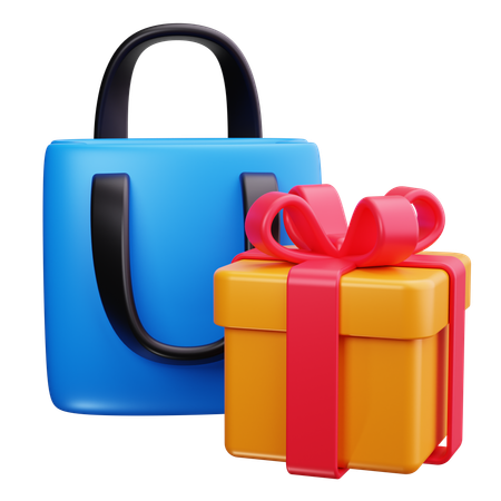 Cadeau avec sac de courses  3D Icon