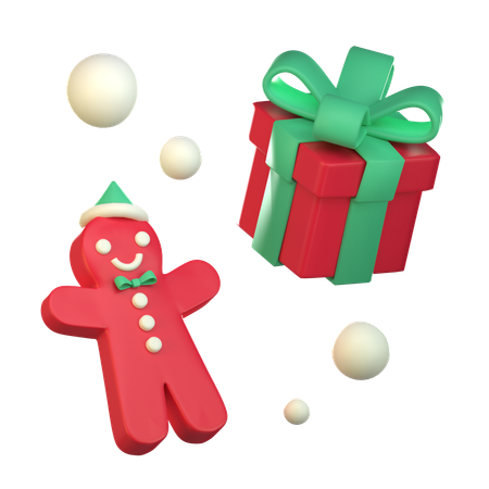 Cadeau de Noël et biscuits  3D Icon