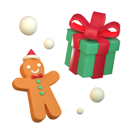 Cadeau de Noël et biscuits  3D Icon