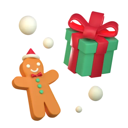 Cadeau de Noël et biscuits  3D Icon