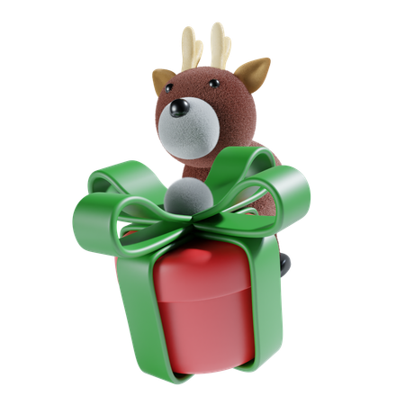 Cadeau et cerf  3D Icon