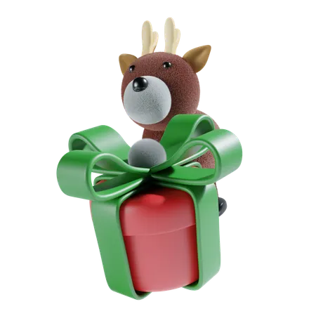 Cadeau et cerf  3D Icon