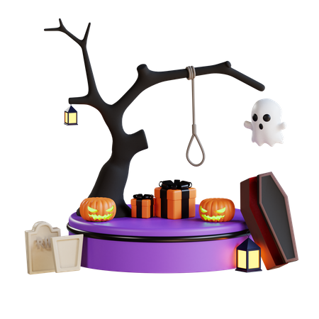 Cadeaux d'Halloween avec cercueil  3D Illustration