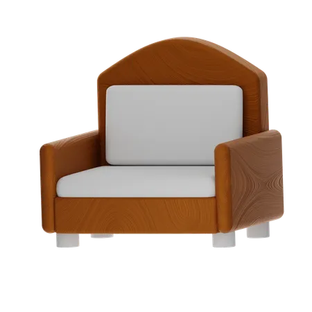 Cadeira De Madeira Com Uma Ilustracao De Icone 3 D De Almofada Branca 3D Icon