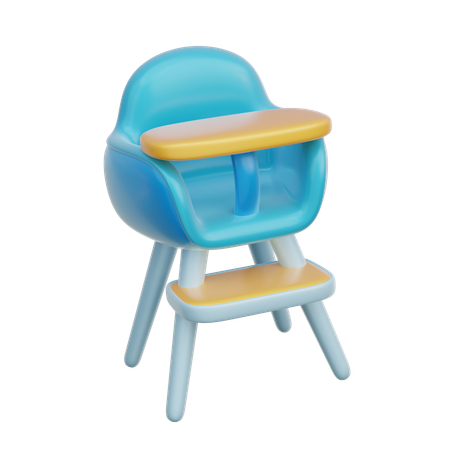 Cadeira alta para bebê azul  3D Icon