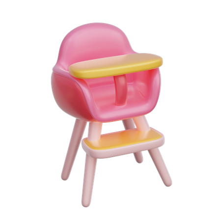 Cadeira alta para bebê rosa  3D Icon