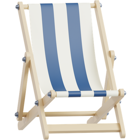 Cadeira de praia com listras azuis e brancas  3D Icon