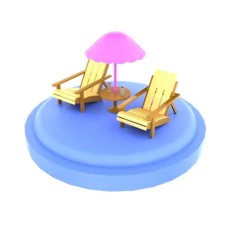 Cadeira de praia  3D Icon