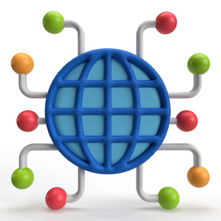 Cadena de bloques global  3D Icon