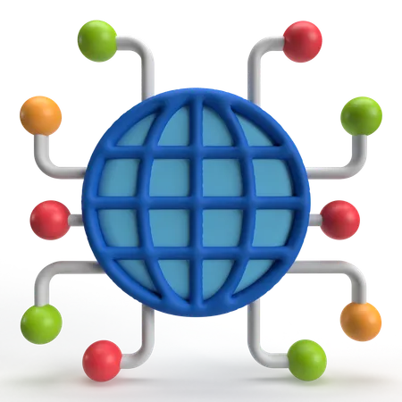 Cadena de bloques global  3D Icon