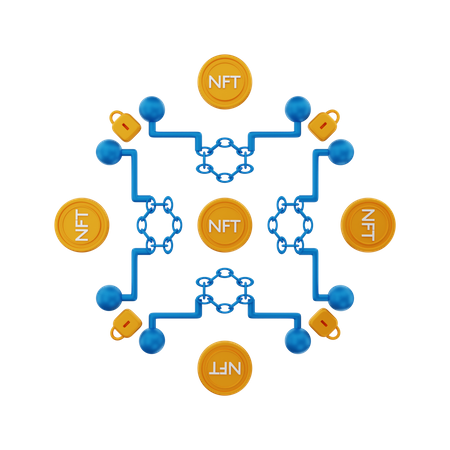 Cadena de bloques NFT  3D Icon