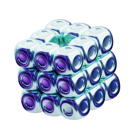 Cadena de cuentas en cascada abstracta cromática  3D Icon