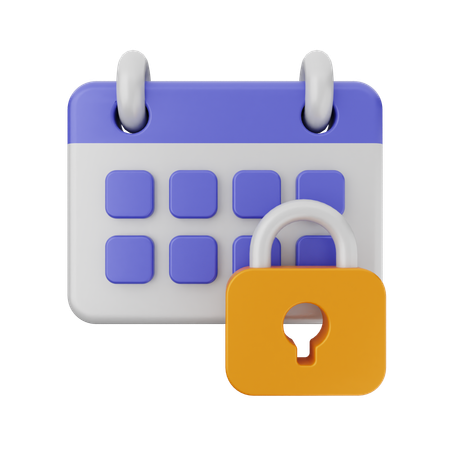 Calendrier avec cadenas  3D Icon