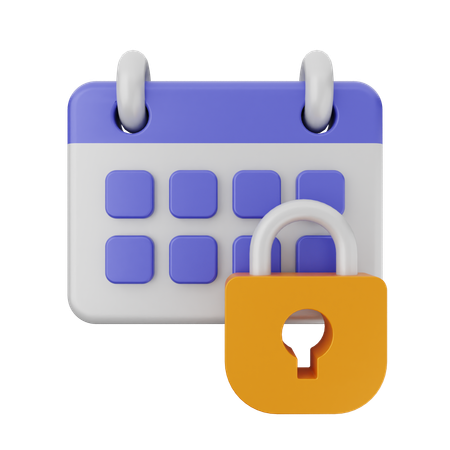 Calendrier avec cadenas  3D Icon