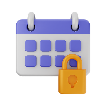 Calendrier avec cadenas  3D Icon