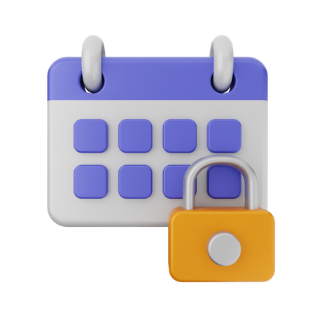 Calendrier avec cadenas  3D Icon