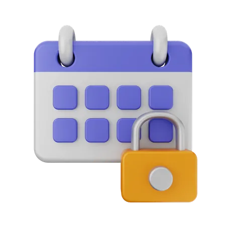 Calendrier avec cadenas  3D Icon