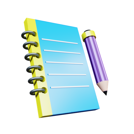 Caderno com lápis  3D Icon