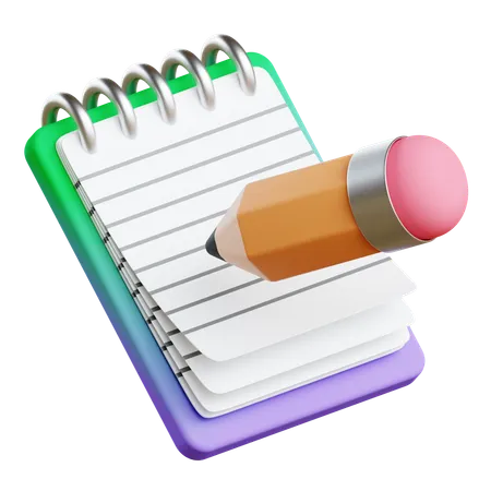 Caderno com lápis  3D Icon