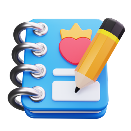 Desenho de coração de caderno  3D Icon