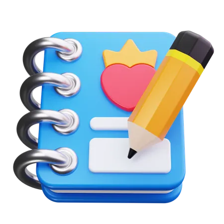 Desenho de coração de caderno  3D Icon