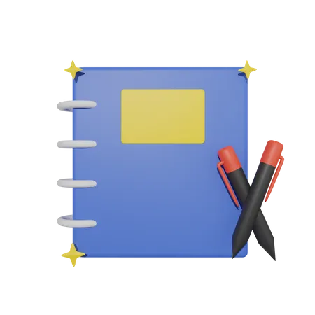 Caderno e esferográfica  3D Icon