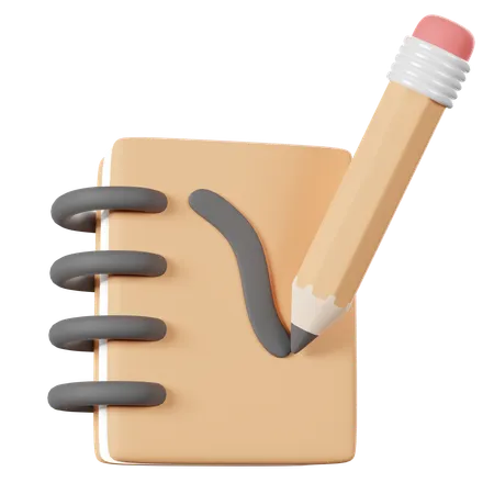 Caderno e lápis  3D Icon