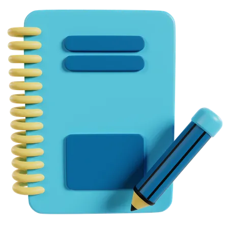 Caderno e lápis  3D Icon