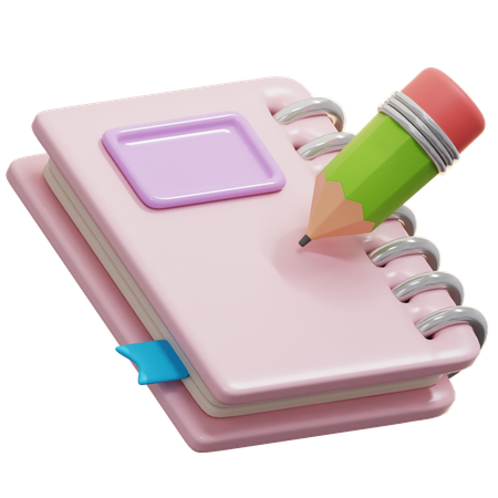 Caderno e lápis  3D Icon