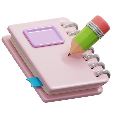 Caderno e lápis  3D Icon