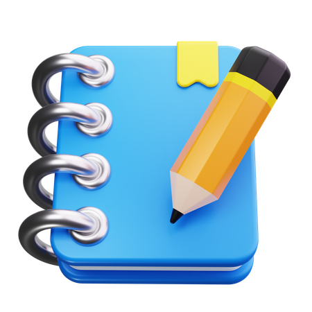 Caderno e lápis  3D Icon