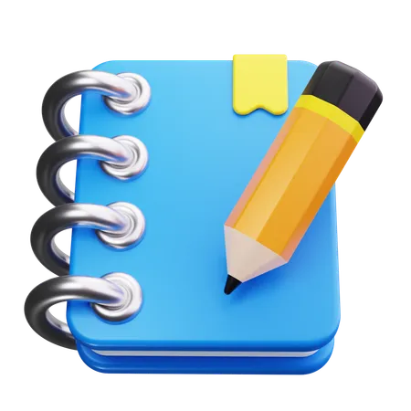 Caderno e lápis  3D Icon