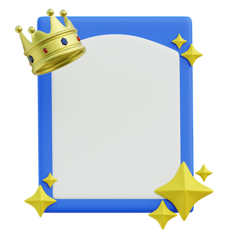 Cadre bleu royal avec couronne dorée  3D Icon