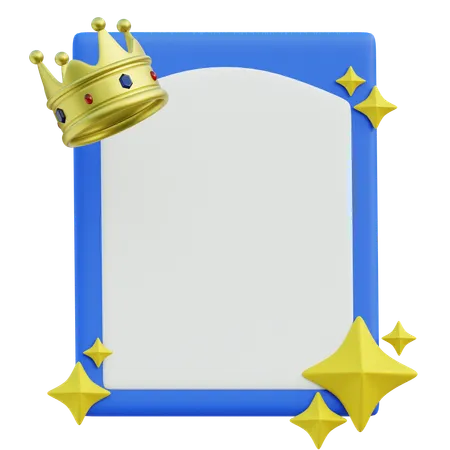 Cadre bleu royal avec couronne dorée  3D Icon