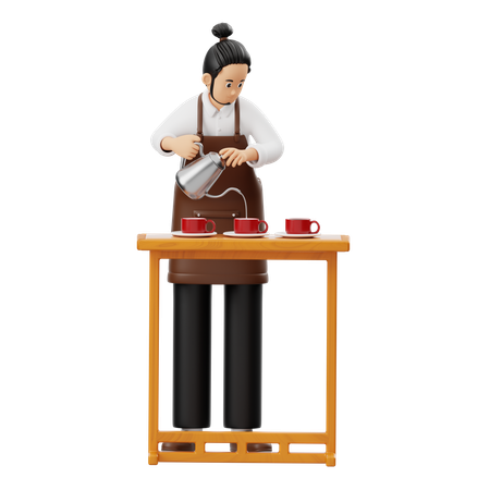 Café Barista Preparando  3D Icon