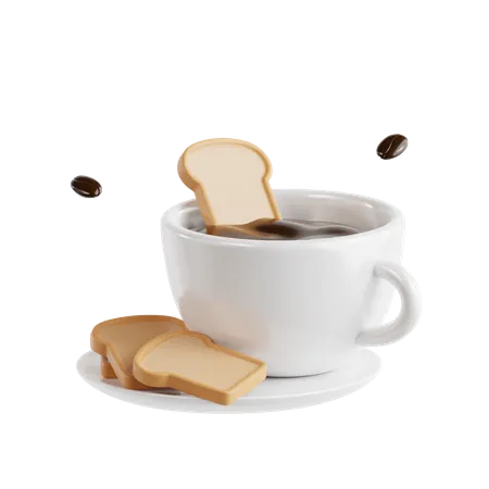 Café chaud et pain  3D Icon