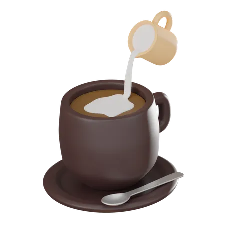 Café com latte art cativante  3D Icon