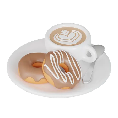 Café com donut  3D Icon