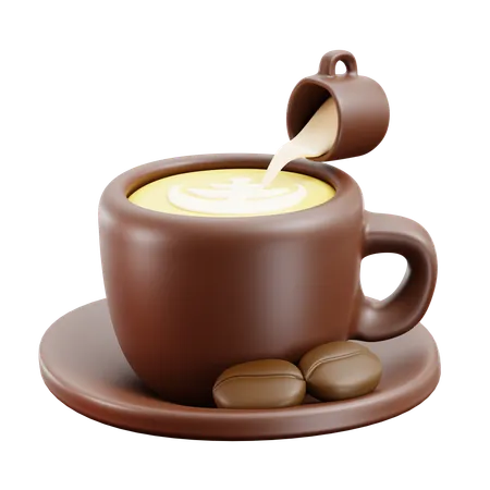 Arte com café com leite  3D Icon