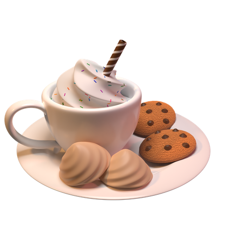 Creme de café e biscoitos  3D Icon